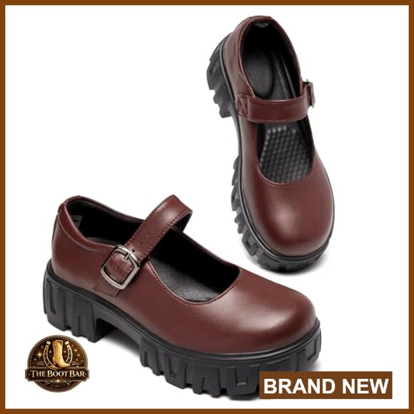 Platform Mary Janes Oxfords Chunky Heel Ankle Strap Dress Shoes True Size - Picture 6 of 6